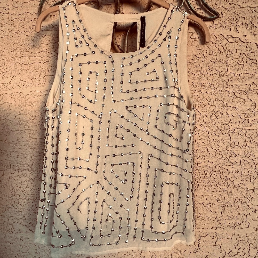 Walter Baker CHIC Beaded Silk Ivory Olivia Sleeveless Top